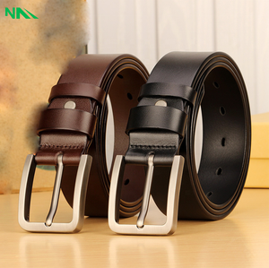 Cinturón Formal de Cuero Vacuno Vintage de Alta Calidad para Hombre, Nuevo Diseño de Moda con Patrón Sólido y Hebilla de Aleación - Product Image 1