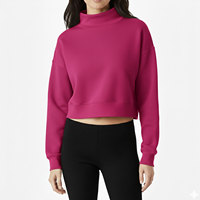 Sudadera de invierno personalizada para mujer, de manga larga, corte holgado, cuello simulado, estilo casual lavado
