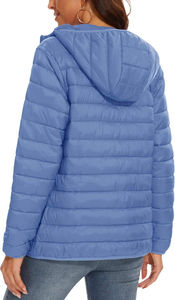 High Quality Custom OEM <b>Women's</b> Lightweight <b>Short</b> <b>Sleeve</b> Full-Zip Packable Hooded Printed Cotton Windproof Breathable Puffer - Product Image 3