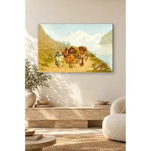 Impression sur toile : Caravane Fida avec chariots à bœufs dans les montagnes du Caucase - Product Image 2