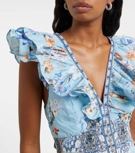 เดรสผ้าฝ้ายพิมพ์ลายดอกไม้สไตล์อินเดียทำด้วยมือชุดปาร์ตี้ยาวมีสไตล์สำหรับผู้หญิงของขวัญเจ้าสาวเอวธรรมชาติ - Product Image 4