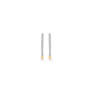 ต่างหูห่วงประดับเพชรลายดอกไม้สีทองสำหรับผู้หญิง - Product Image 2
