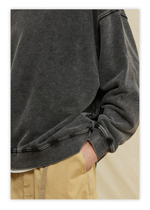 Nueva sudadera personalizada con lavado ácido para hombre, jersey de cuello redondo lavado Vintage de gran tamaño para hombre - Product Image 5