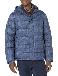 Logotipo personalizado impreso al aire libre pulóver hombres chaquetas acolchadas tela de invierno con cuello con capucha precio - Product Image 1