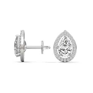 Boucles d'oreilles clous en forme de poire serties de diamants - Product Image 6
