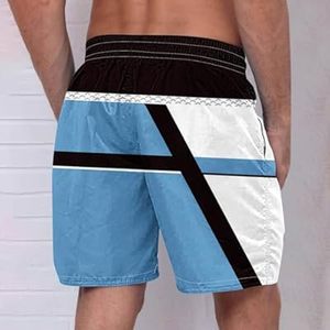 Short de plage d'été pour hommes imprimé rayé nouveauté short tendance cordon de serrage taille élastique pantalon court coupe décontractée - Product Image 5