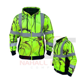 สวัสดี VIS เสื้อมีฮู้ดสำหรับผู้ชายสะท้อนแสง, เสื้อมีฮู้ดปรับแต่งโลโก้ได้วัสดุผ้าฝ้ายและโพลีเอสเตอร์กันน้ำ - Product Image 1