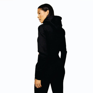Sudadera con Capucha Corta para Mujer, Personalizada al por Mayor, 45% Algodón, 55% Poliéster, Forro Polar, Diseño Noir Sky Script - Product Image 4