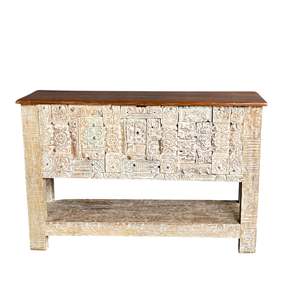 Handmade Rustic Wooden Console <b>Table</b> with <b>Mirrored</b> Feature Solid Wood Living Room Furniture with Storage for Hotel Decoration - Product Image 5