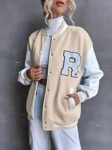 Chaqueta universitaria para mujer, bombardero de béisbol ligero, prendas de vestir exteriores, Letterman moderno, moda informal, ropa de calle cómoda, algodón alto - Product Image 3