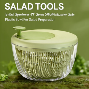 Escurridor de Ensaladas de 4 Litros, Verde, con Función de Centrifugado y Almacenamiento, Tazón de Plástico Apto para Lavavajillas para Preparación de Ensaladas - Product Image 3