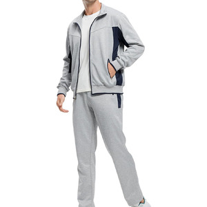 Chándal minimalista para hombre 2025 Trending Grey Full-Zip Set Panel de contraste Elevated Loungewear Comfort Athleisure and Casual Wear - Product Image 1