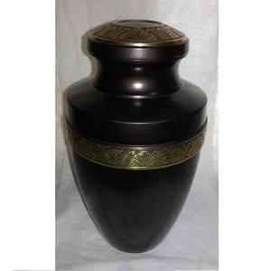 Urne funéraire en métal noir et or de luxe en gros, OEM, gravée, pour cendres humaines adultes, urne commémorative pour funérailles, urne en métal noir et or. - Product Image 1