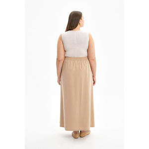 Falda Casual Beige con Detalles de Encaje y Volantes, Cintura Natural, Tejido Ligero para Verano, Talla XS - Product Image 3