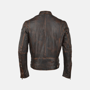 บริการ OEM รับทำโลโก้ เสื้อผ้าแฟชั่นผู้ชายสไตล์ลำลอง หนังแท้ ผ้าแคนวาส สำหรับขี่มอเตอร์ไซค์ วินเทจ ไซส์ใหญ่ ขายส่ง สำหรับฤดูใบไม้ร่วงและฤดูหนาว - Product Image 6