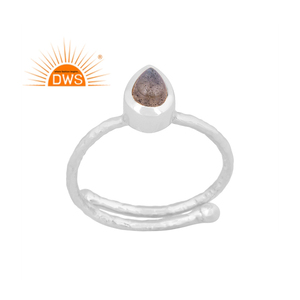 Best Selling Fine Sterling Silver Natural Labradorite Gemstone <b>Adjustable</b> <b>Ring</b> Jewelry Manufacturer - Product Image 1