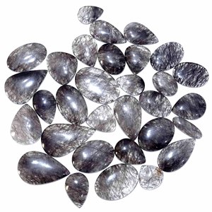 Venta al por mayor Lote de cabujones de cristal de rutilo negro natural Piedra preciosa de cuarzo suelta para la fabricación de joyas - Product Image 1