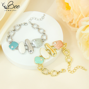 2026 Italian 14k Gold Silver Color Crystal Bracelet Europe Custom Vintage Natural Resin Handmade Chains Bracelets For Party - Product Image 1