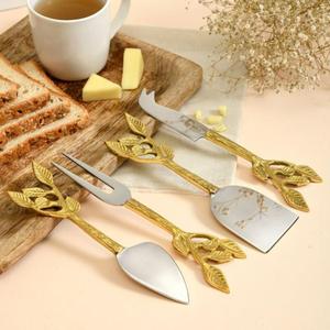 Juego de cubiertos superventas para restaurantes, Juego de 3 piezas con acabado dorado, cuchillo de corte y queso de Metal, juego de herramientas personalizado de fácil agarre - Product Image 5
