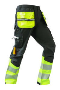 Pantalones de Trabajo de Seguridad ANSI Clase 1, Alta Visibilidad, Tiras Reflectantes, Múltiples Bolsillos, Impermeables, con Luz LED Intermitente, Logotipo Personalizado, Amarillo, para Hombre - Product Image 2