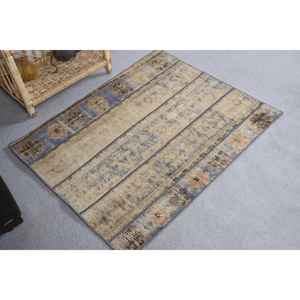 Alfombra turca de área grande Vintage 260x320 cm Beige azul Patchwork diseño abstracto lana Material látex para habitación de adolescentes alfombra - Product Image 2
