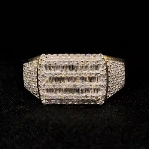 Hip Hop de moda para hombre Iced Out Yellow Gold Full VS Lab Grown Diamond Round Diamond Hip-hop Style Ring del fabricante indio - Product Image 3