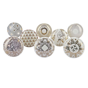 Moroccan Gold Work Flower Ceramic Knobs Hexagon Drawer Cabinet Handle Pulls for Kitchen <b>Wardrobe</b> Dresser Bedroom-Industrial - Product Image 2