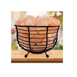 Cesta de varilla de hierro ancha con trozos de sal, Cestas de lámparas de sal de hierro, Cestas de varilla de hierro Premium - Product Image 2
