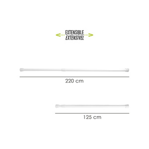 Asta per tenda da doccia allungabile, alluminio bianco, da 125 a 220 cm. - Product Image 2