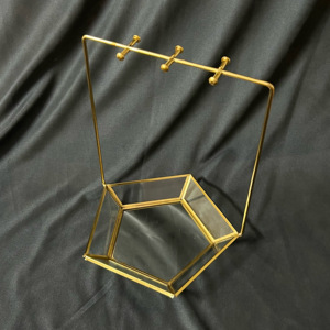 Miroir moderne de luxe en métal doré plateau de présentation de bijoux design personnalisable fait à la main accessoires pour femmes conteneur de bijoux - Product Image 1