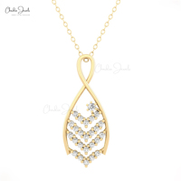 Último diseño 14K Real Gold Cluster Wedding Pendant 0,39 CTW SI Quality Diamond Chevron Collar Joyería fina a precio mayorista