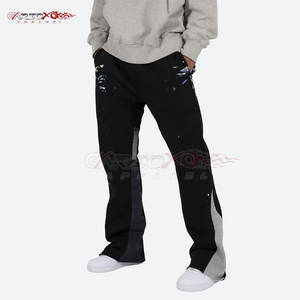 Wide Leg Men's <b>Pant</b> With Zipper Pocket Design For Athleisure Street Look Fleece Lined Flare Sweatpants For Men - Product Image 2