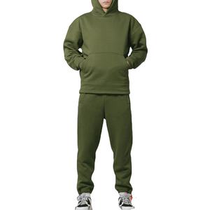 Haut 400Gsm surdimensionné à capuche ensemble personnalisé hommes hiver survêtement à manches longues imprimé Logo Streetwear coton pantalons de survêtement à capuche - Product Image 1