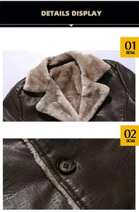 Mid-length Leather Men's Coat Winter Plus Fleece Large Lapel Suit <b>Fur</b> Coat Men - Product Image 6