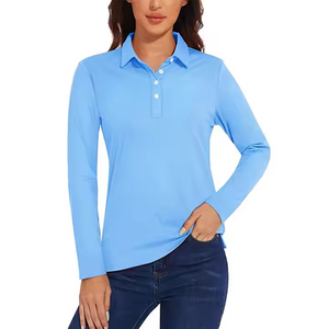 Camiseta bordada de algodón personalizada de manga corta, venta al por mayor, Polo vaquero clásico informal de golf con tres botones para mujeres y niñas - Product Image 2