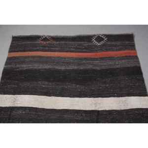 Tapis vintage 4,5x9,1 pieds, grand tapis turc, tapis floral brun et blanc - Product Image 5