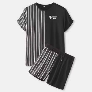 Diseño personalizado de los hombres al por mayor de correr camiseta y pantalones cortos conjunto de contraste de color camiseta y pantalones cortos conjuntos - Product Image 1