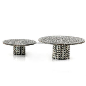 Plateaux ronds en nacre Plateau décoratif de luxe Plateaux de service artistique Fournitures pour restaurants et hôtels Support à gâteaux - Product Image 3