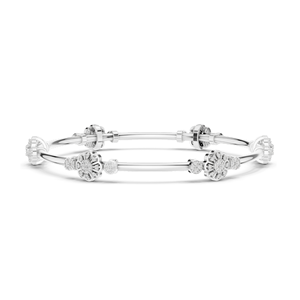 0.816 CT Lab Diamond Floral <b>Bangle</b> <b>Bracelet</b> Round Brilliant Cut 10KT, 14KT, 18KT Gold & 925 Silver Rose, Yellow, White - Product Image 2