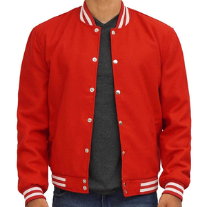 Varsity homme vestes Logo personnalisé laine Varsity personnalisé homme vestes blanc à manches longues rouge Varsity veste pour homme Service OEM - Product Image 1