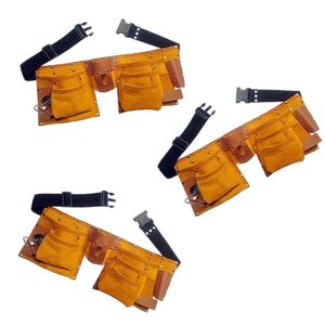 Ceinture à outils professionnelle en cuir robuste à 12 poches avec ruban à marteau et supports de pinces Support OEM personnalisable - Product Image 1