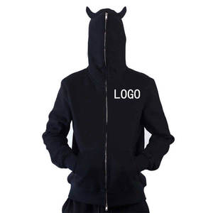 Veste à capuche brodée à fermeture éclair intégrale noire pour hommes 100% coton vestes à capuche zippée intégrale pour hommes - Product Image 6