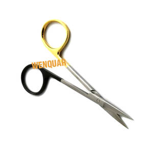 Ciseaux dentaires irisés de 1,5 cm, anneau noir doré, ciseaux manuels pour instruments médicaux en acier inoxydable, fournisseur professionnel Wenquar - Product Image 4