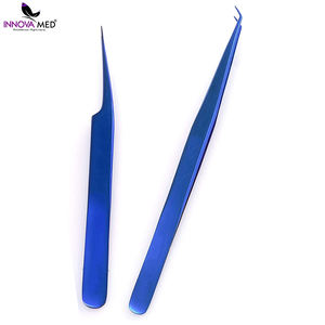 Nouvelle gamme de pinces à épiler pour extensions de cils en acier inoxydable Belle pointe en fibre de grande quantité de couleur plasma disponible Emballage personnalisé - Product Image 3