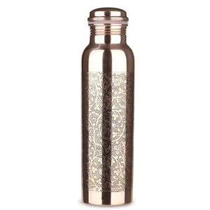 Botella de agua martillada de cobre puro 100% con asa para Yoga Ayurveda Beneficios para la salud 950 ml A prueba de fugas para una buena salud Artesanía - Product Image 4