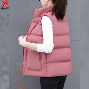 Chaleco Acolchado de Punto Ecológico para Mujer, con Capucha, Cierre de Cremallera, Diseño Cortavientos y Bolsillo - Product Image 2