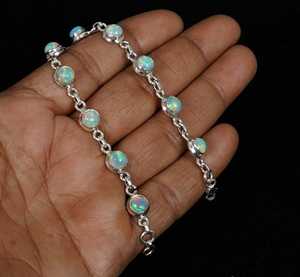 Bracelet ajustable en argent sterling 925 avec opale éthiopienne Welo, bijou pour femmes - Product Image 3