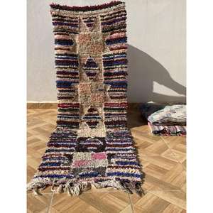 Auténtica Alfombra Marroquí Hecha a Mano, Boucherouite, Estilo Bohemio, Colorida, Vintage, Decoración Artesanal del Atlas - Product Image 1