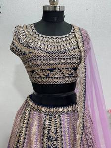 Heavy Chine Stitch Work Nupcial Western Lehengas con Dupatta Vestidos indios con diamante Espejo real Trabajo manual Directo desde la India - Product Image 2