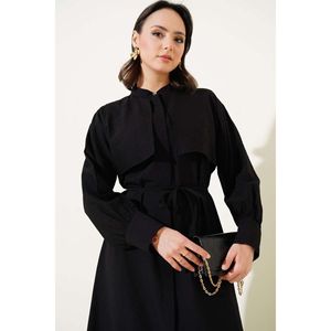 Robe Ceinturée en Corde Détaillée Noir - Product Image 3